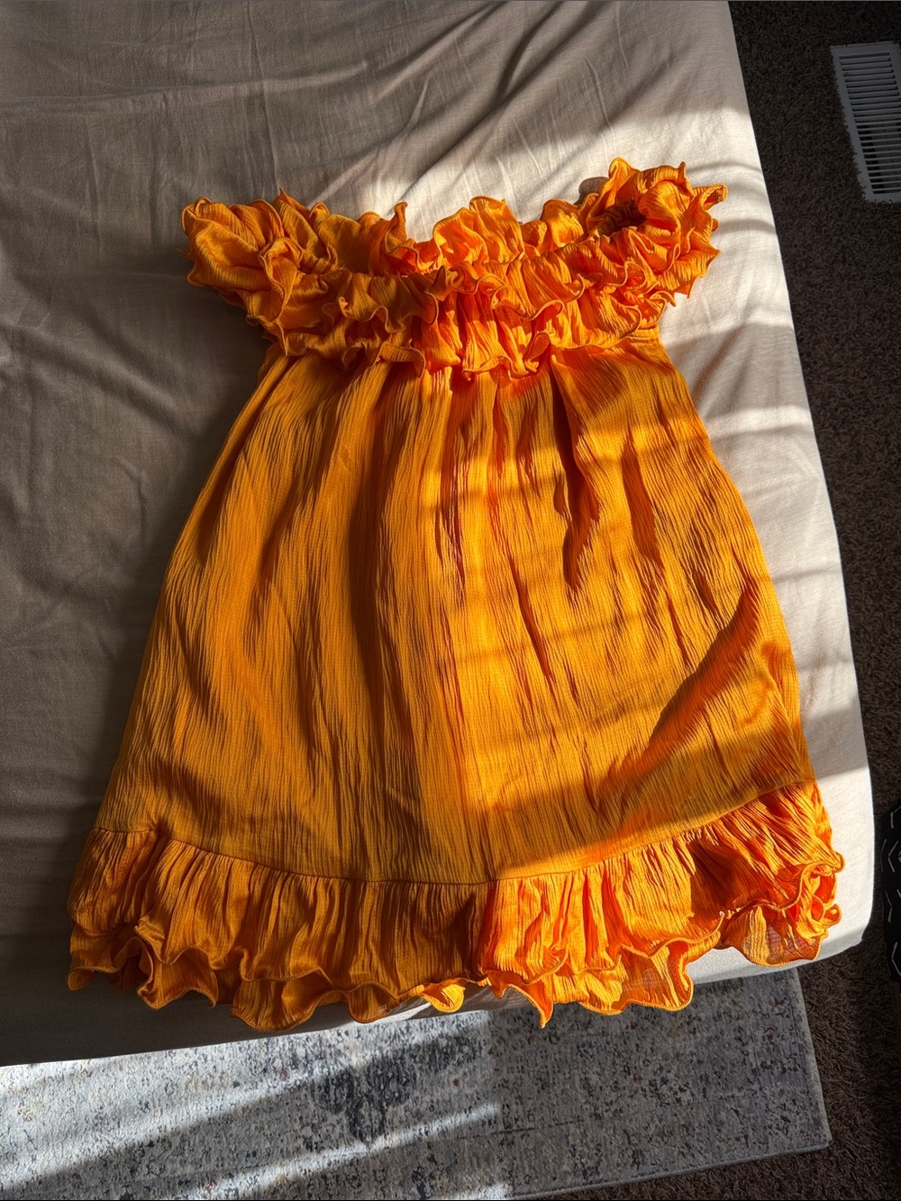 a new day Bright Orange Ruffled Mini Dress